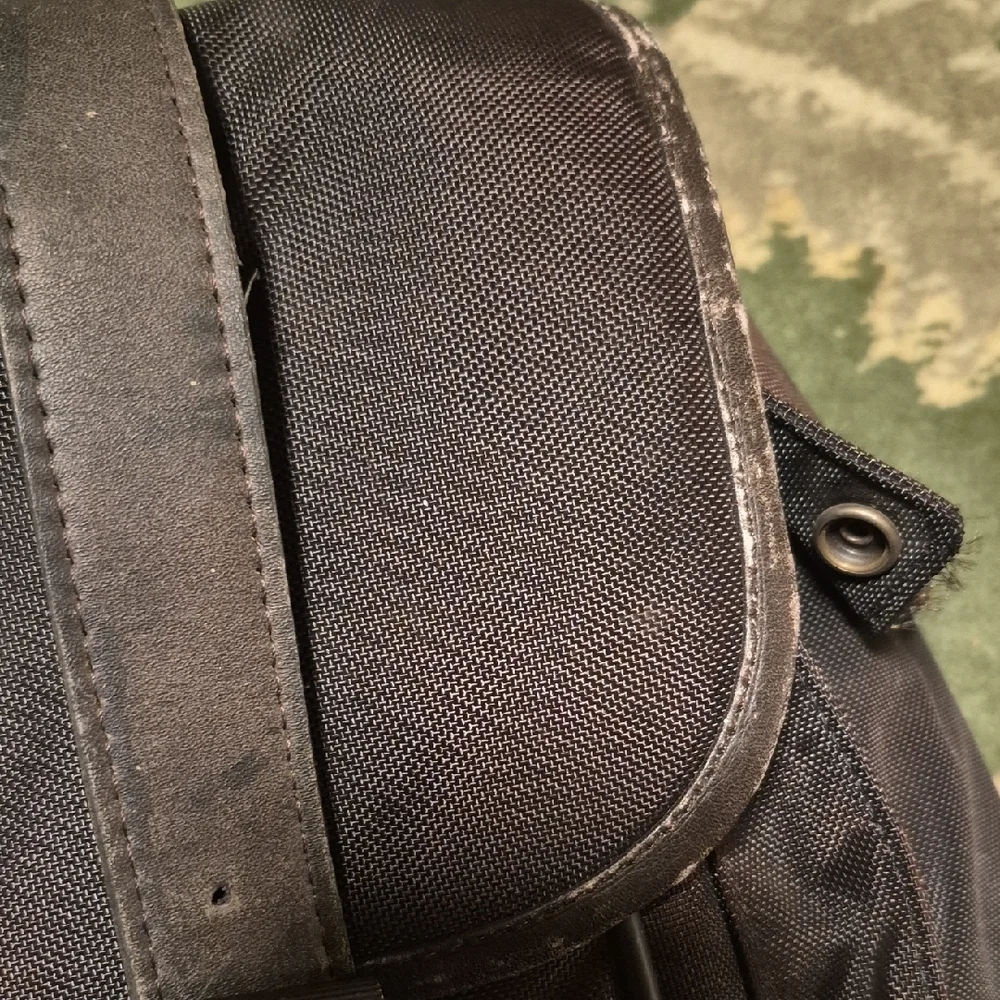Harley-Davidson Black Canvas Messenger Bag with Leather Straps